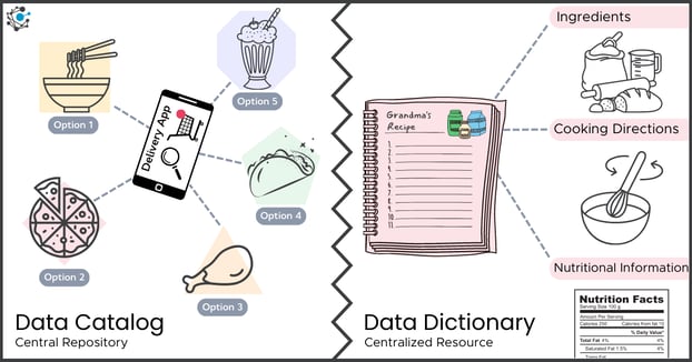 Data Catalog vs Data Dictionary Infographic