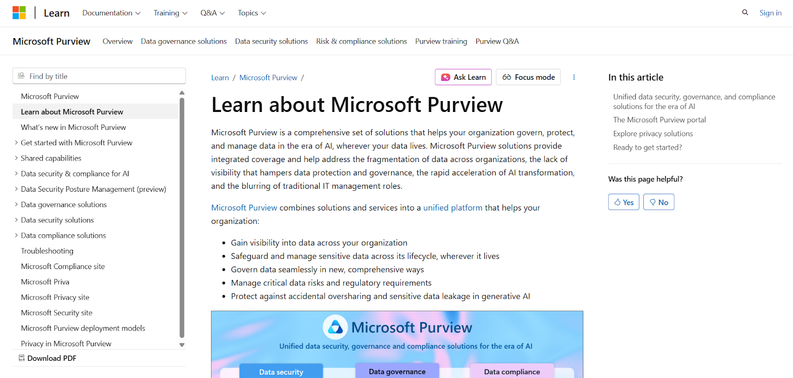 Microsoft Purview Homepage