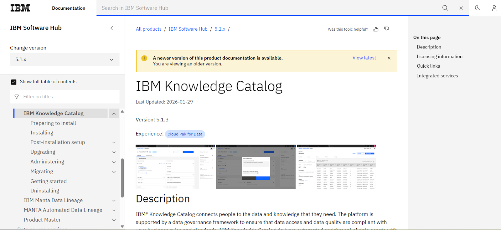 IBM Knowledge Catalog homepage