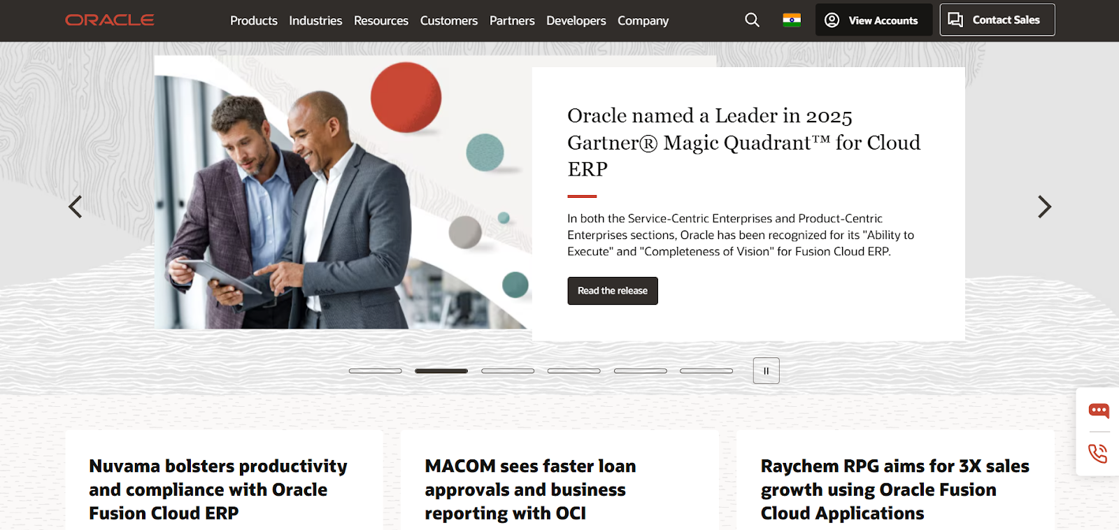 Oracle homepage