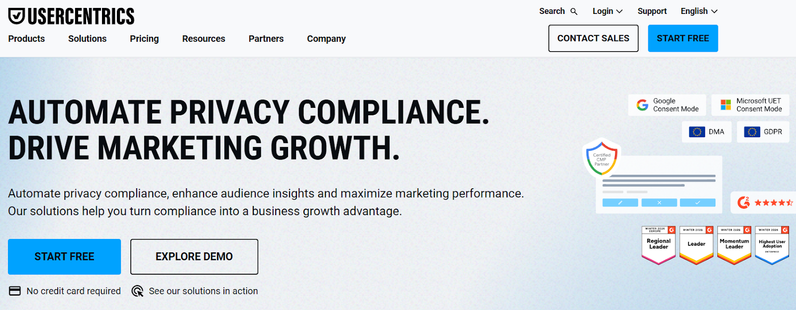 Usercentrics homepage