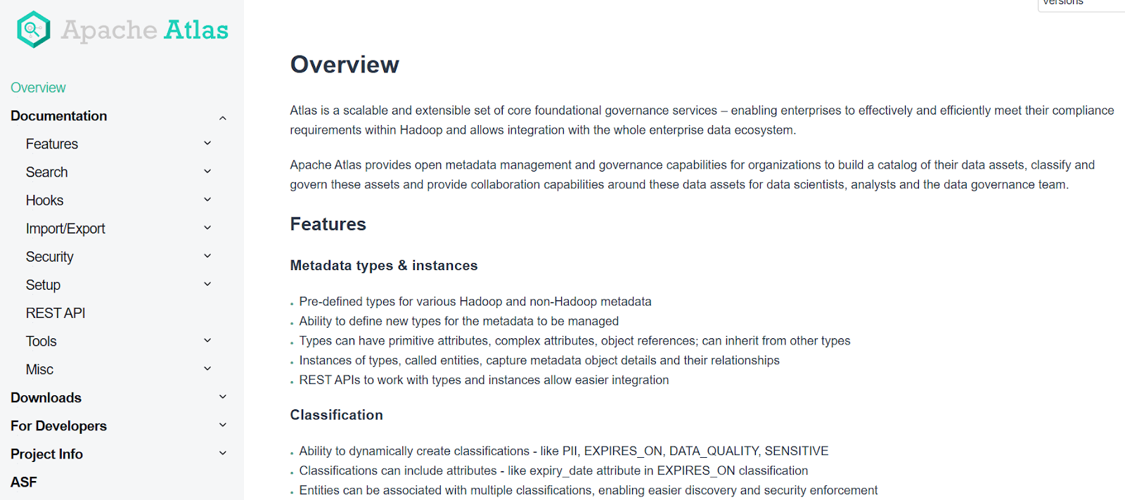 Apache Atlas homepage