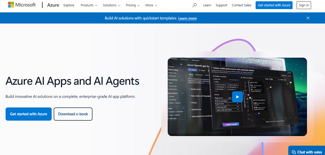 Microsoft Azure AI homepage