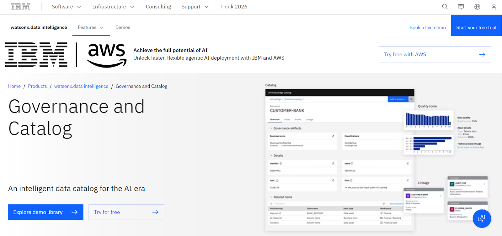 IBM Watson Knowledge Catalog homepage